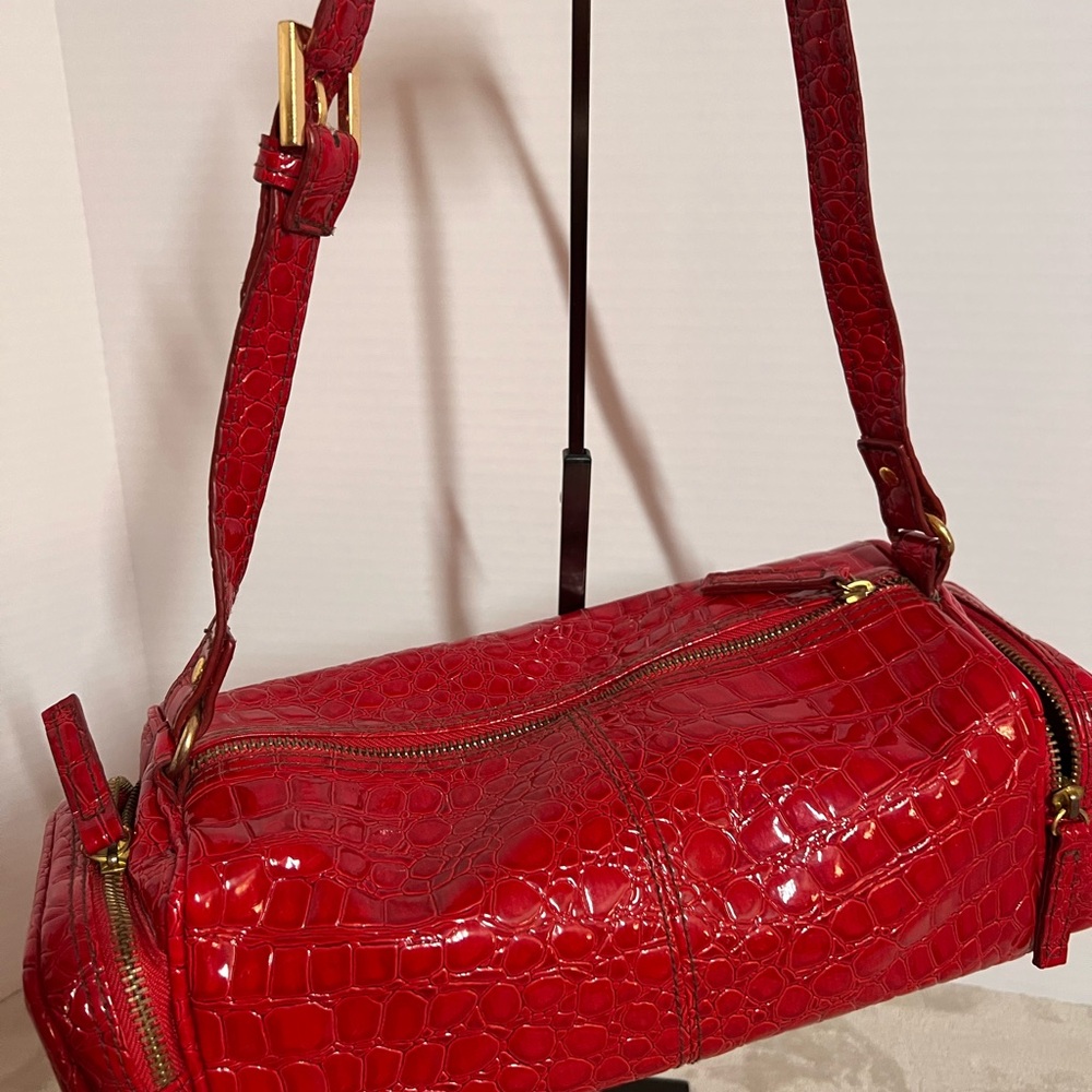 Bath & Body Works Red Crocodile-Pattern Shoulder Bag